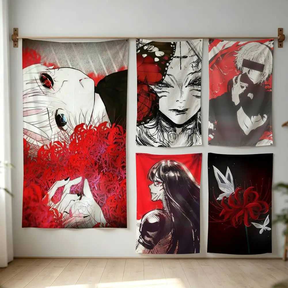 Tokyo G-Ghoul 12Red s-spider lily-y Flag Digital Printing Banner for Garage Wall Out Door Decoration