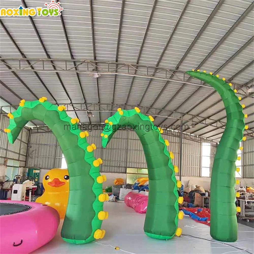 2-7M Outdoor Giant Green Inflatable Octopus Tentacle Balloons For Halloween Stage Party Events Building Advertising Decoration