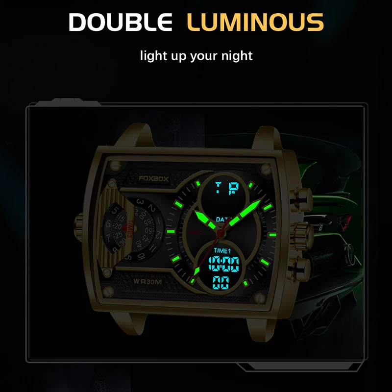 

LIGE часы для мужчин FOXBOX Элитный бренд спортивные наручные часы водостойкие военные кварцевые цифровые часы мужские часы Relogio Masculino