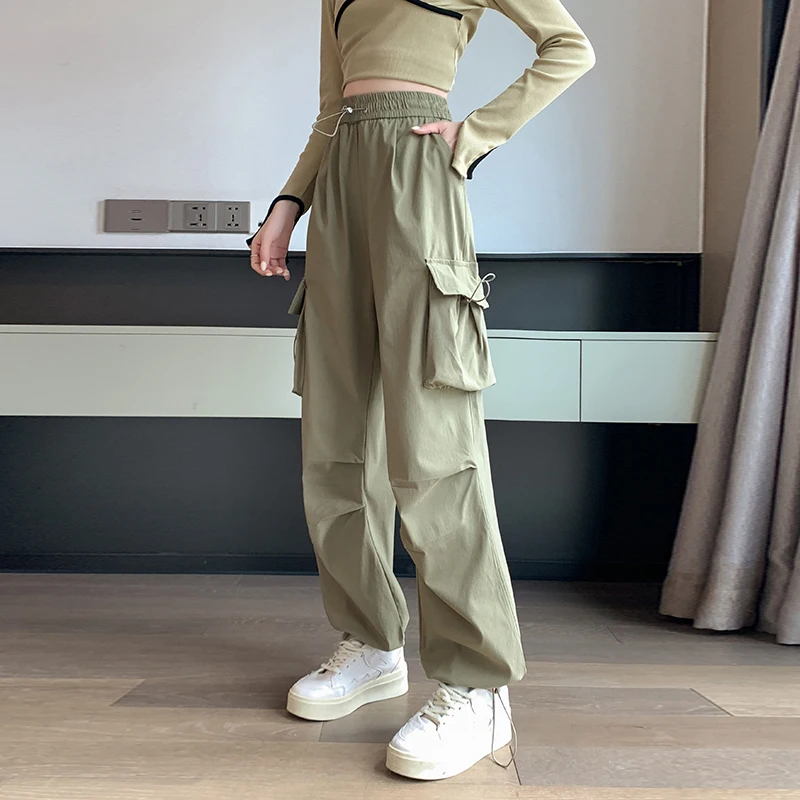 Cargo Pants Women 2023 Autumn New Fashion High Waist Sweat Pants Female Casual Pockets Loose Wide Leg Trousers