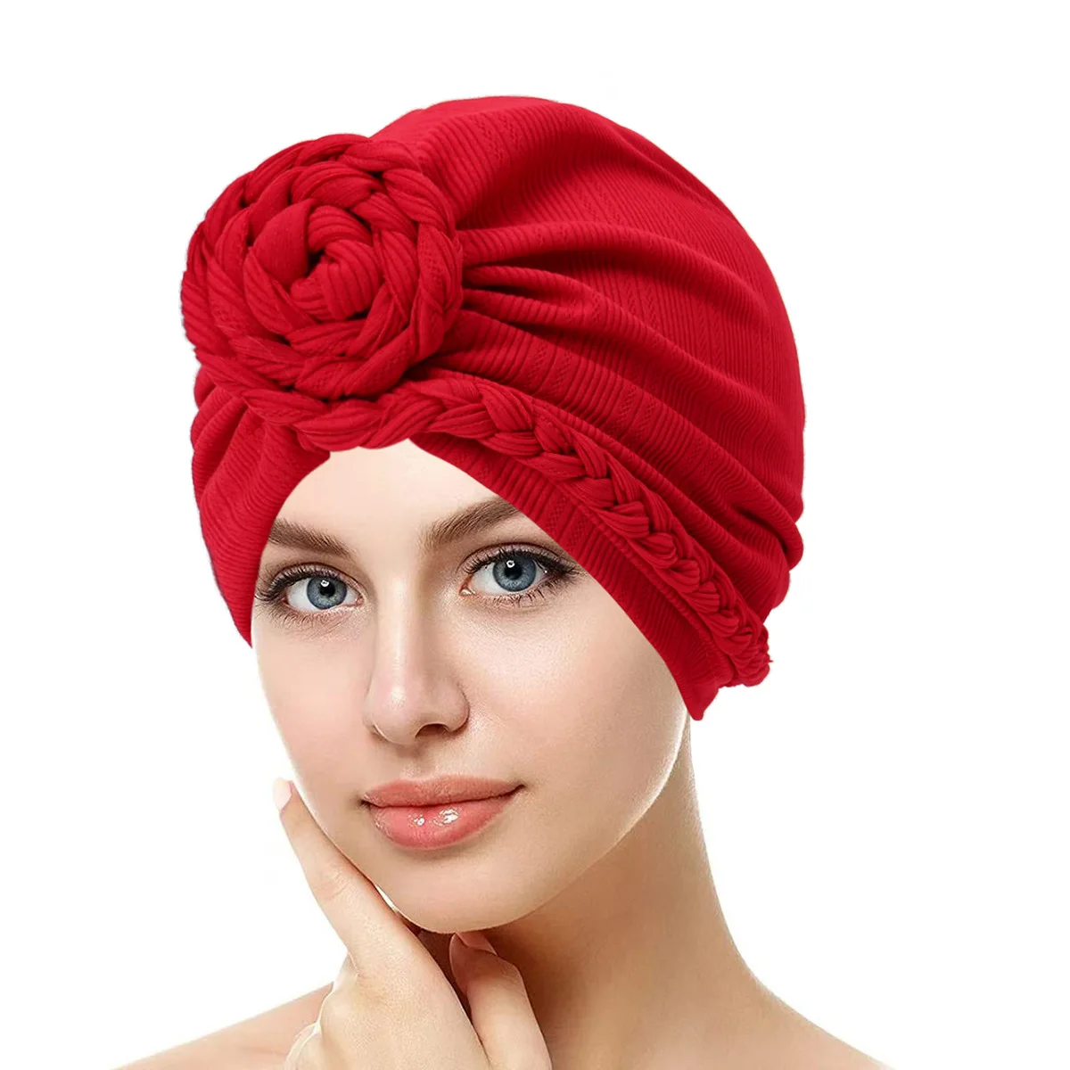 

Knotted Turban Muslim Inner Hijab Hat Braids Women Chemo Cap Hair Loss Headscarf Bonnet Beanie Head Wrap Headwear Turbante Mujer