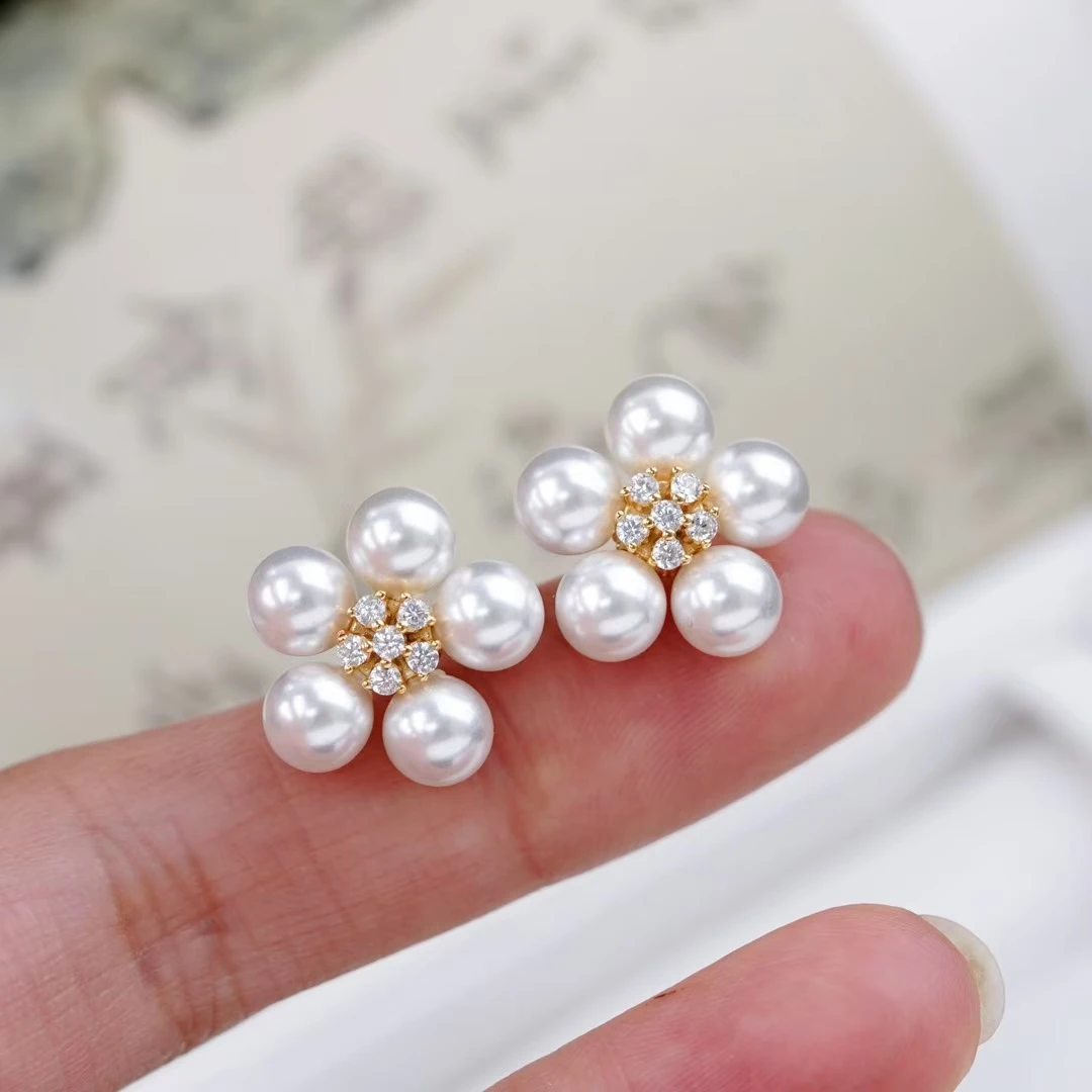 

Wholesale 925 Sterling Silver Earrings Base Findings Mountings Jewelry Mounts Fittings Women's Accessories for 6-6.5mm Pearls