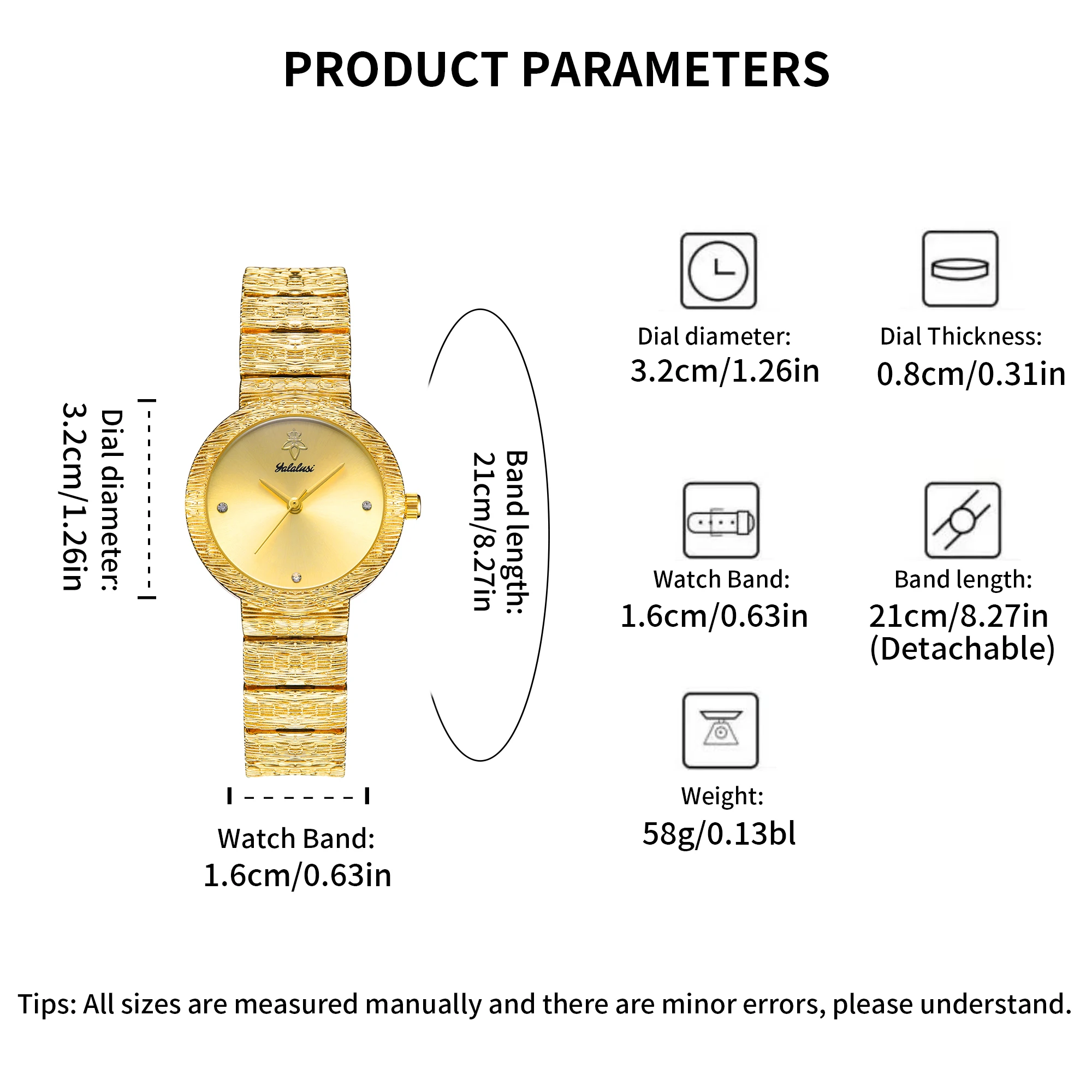 YaLaLuSi Women\'s Quartz Watch Sculpted Gold Color Elegant Gorgeous Style With Box Watch Remover 2024 Hot New Ion Plating