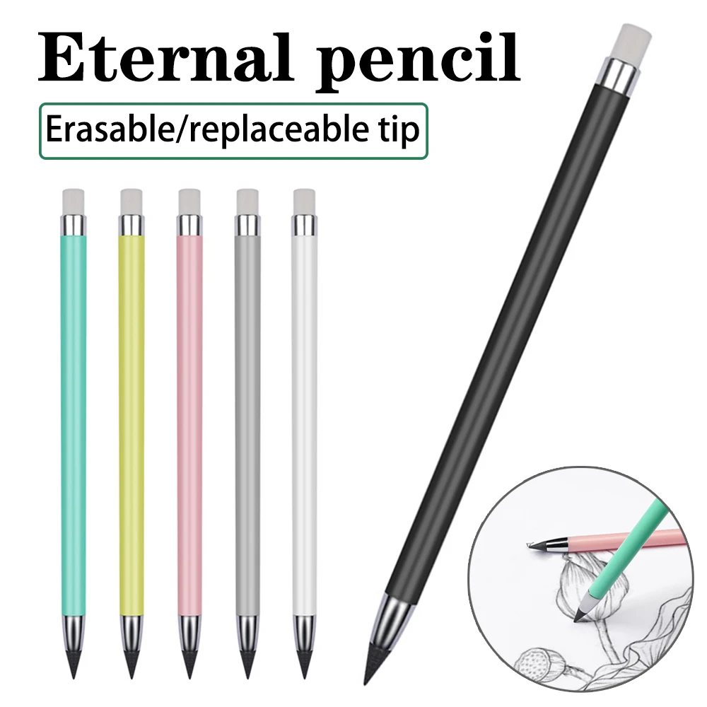 1/6 stuks kleur eeuwige potlood lood kern slijtvast niet gemakkelijk te breken potloden draagbare vervangbare pen briefpapier benodigdheden