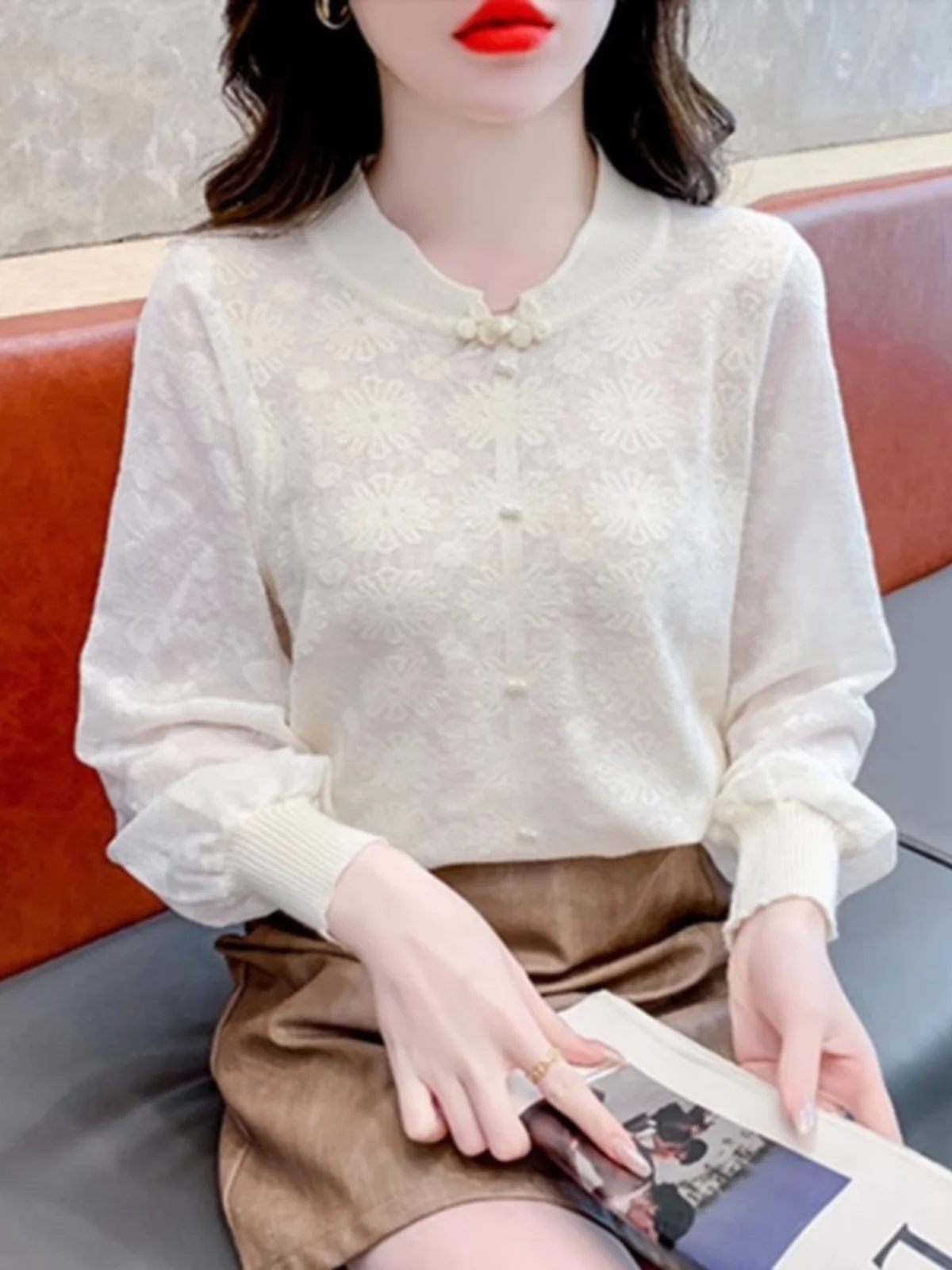 

Модная женская трикотажная базовая кофта с круглым вырезом и длинным рукавом, свободного кроя, универсальная, для ранней весны 2026, осени и зимы, с эффектом стройности