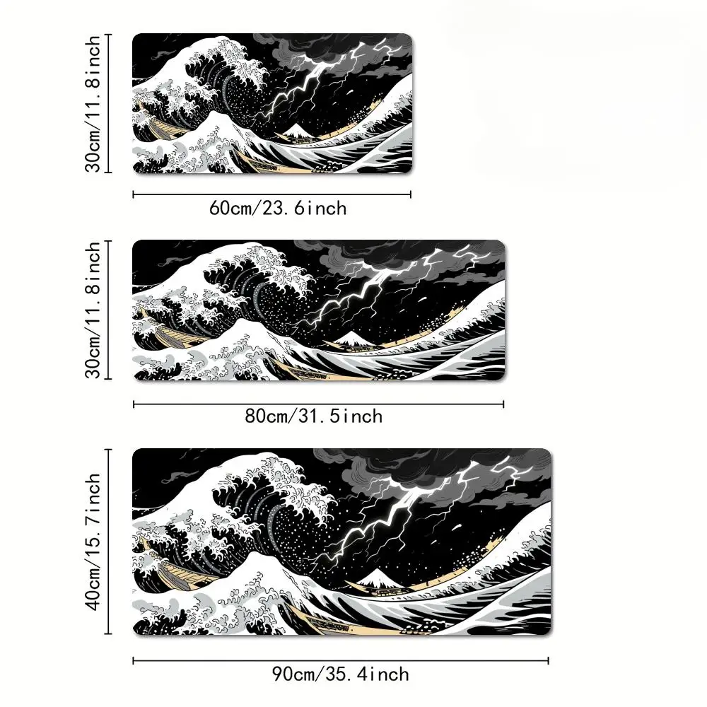 Дизайн гигантского черного волнистого узора Коврик для мыши Настольный коврик Игровые коврики Нескользящий коврик для клавиатуры с прошитыми краями, коврик для мыши, офисный коврик muismat