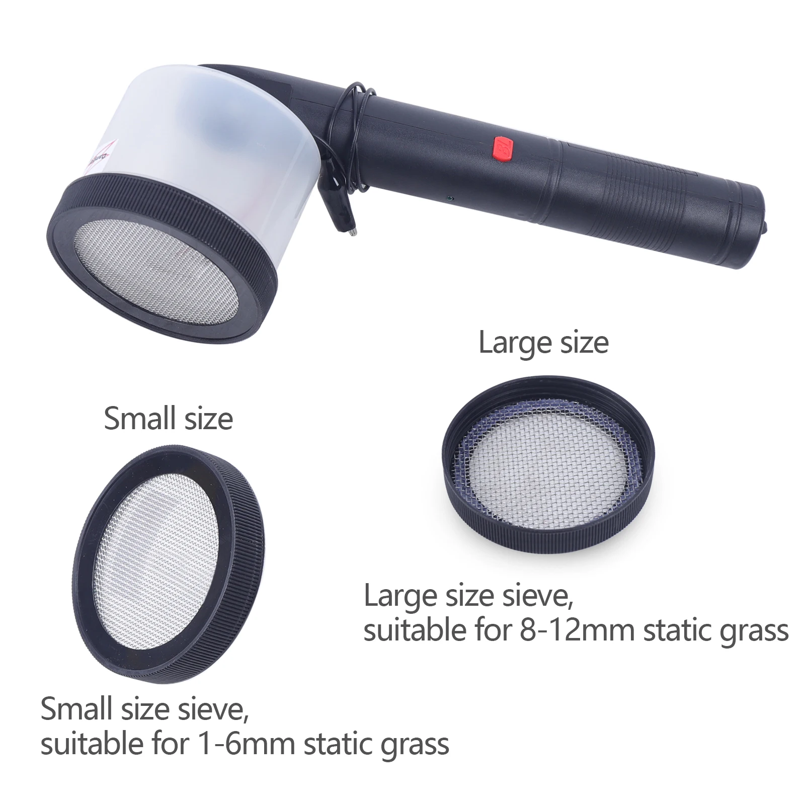 Portable Static Grass Applicator, Battery-Powered Flocking Machine with 2 Sieves for Model DIY Mini Terrain Making