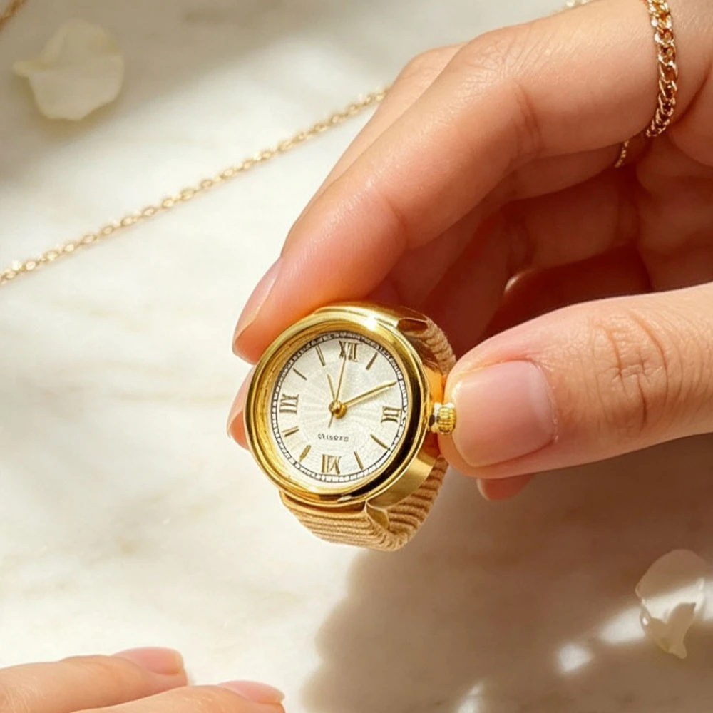 Vintage Y2K  Watch Rings For Women Men Quartz Watch Mini Watch Couple Punk Elastic Band Mini Watch Ring Gift