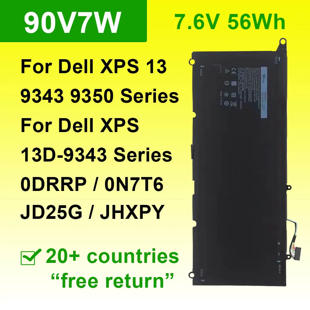 FOR DELL XPS 13 9350 9343 13D-9343 D1508 D1608 Series Laptop Battery 90V7WJHXPY RWT1R P54G 0DRRP 0N7T6 5K9CP DIN02 JD25G
