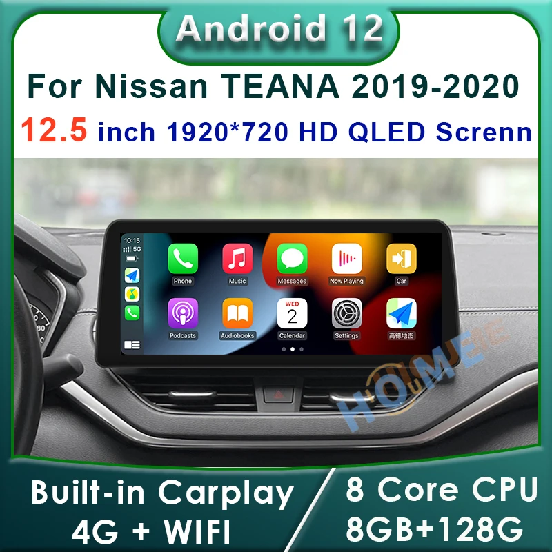 

12.5 Inch 8Core Android 12 Car Multimedia Player Radio GPS Navigation for Nissan TEANA 2019 2020 CarPlay WiFi 4G BT Touch Sceen