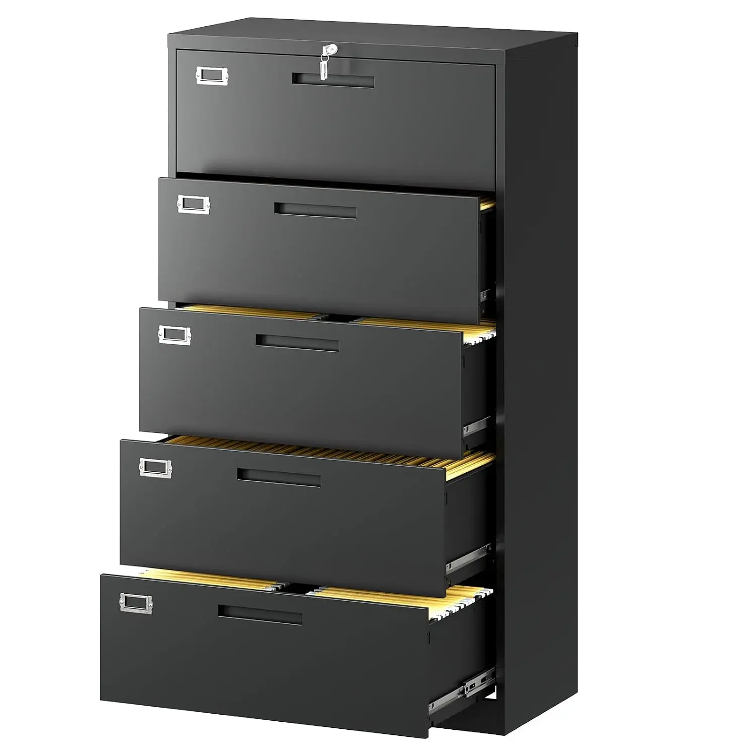 Metal File Cabinet 5 Drawers Lockable Storage for Hanging Files Letter Legal F4 A4 Home Office, Customized