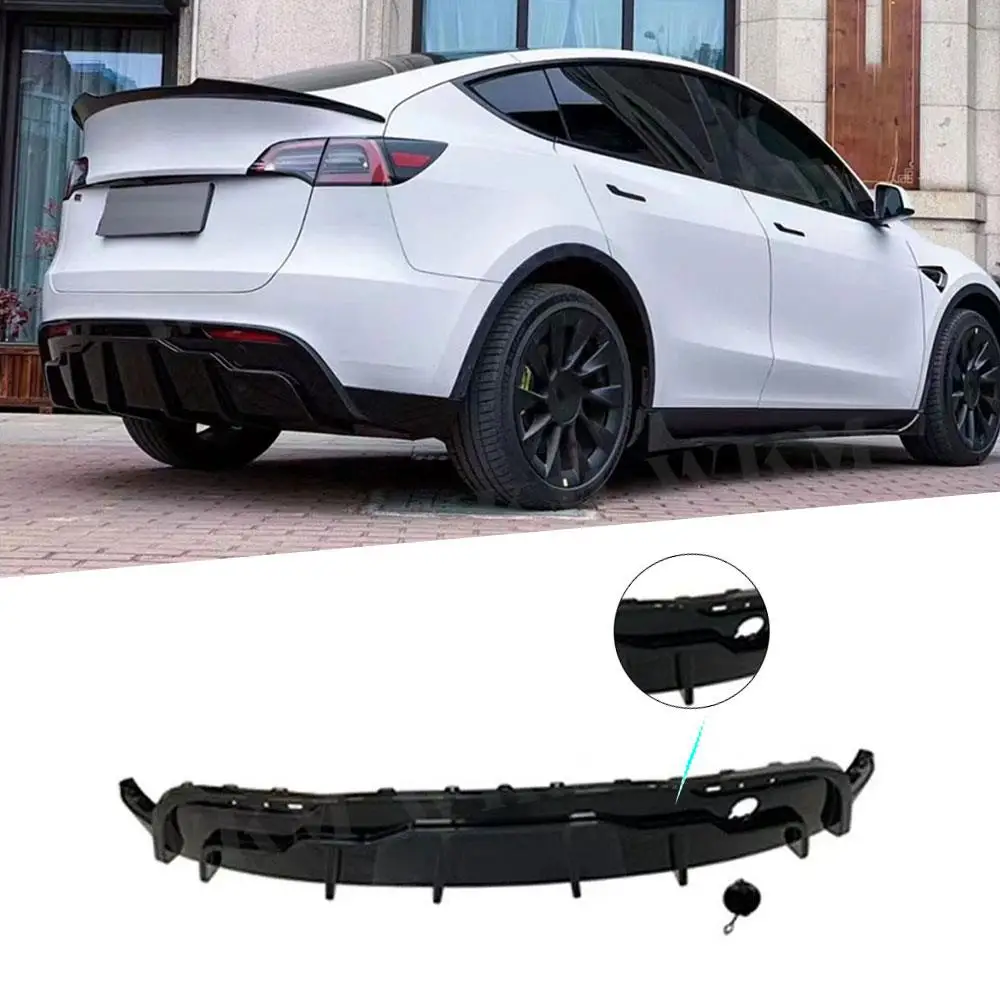 Carbon Fiber Rear Bumper Extension Lip Diffuser Spoiler Car Bodykits for Tesla Model Y 2021+ Rear Diffuser ABS