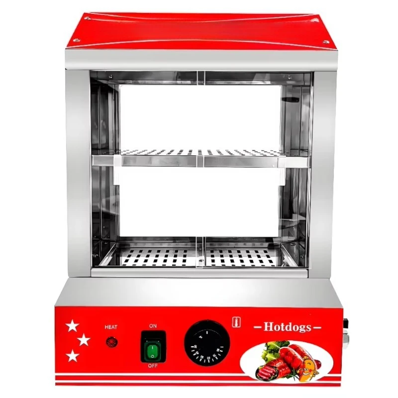 220V commercial electric stainless steel hot dog machine and food insulation display cabinet with 1000W plug-and-play function