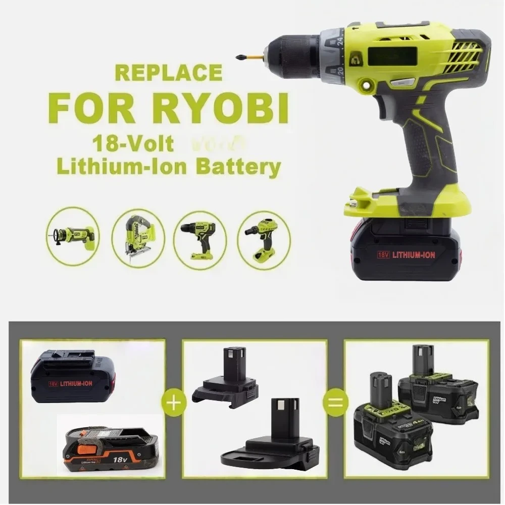 

Адаптер для аккумуляторов Bosch, RIDGID, AEG 18V Li-ion для инструментов Ryobi 18V ONE+ и дрелей 18V (только адаптер)