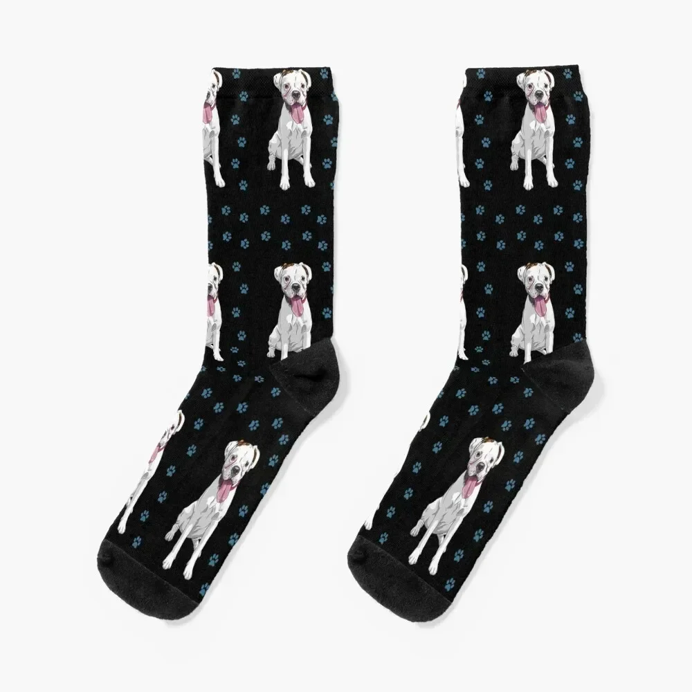 White boxer dog cute pattern Socks luxe Argentina professional running hockey Boy Child Socks Women's