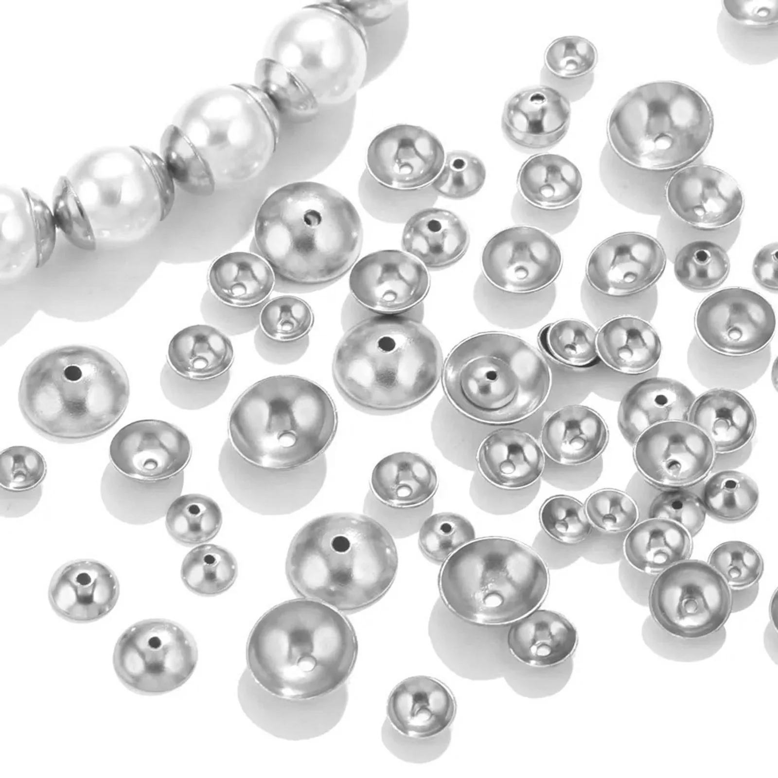 

100pcs 4-8mm Silver Color Stainless Steel Disc Bead Caps Spacer Beads For Jewelry Making Diy Components Accessories Wholelsale