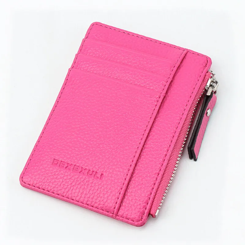 Mini Pu Leather Card Holders Women Zipper Wallet Bag Purse Small Men Wallet Pocket Ultra Thin