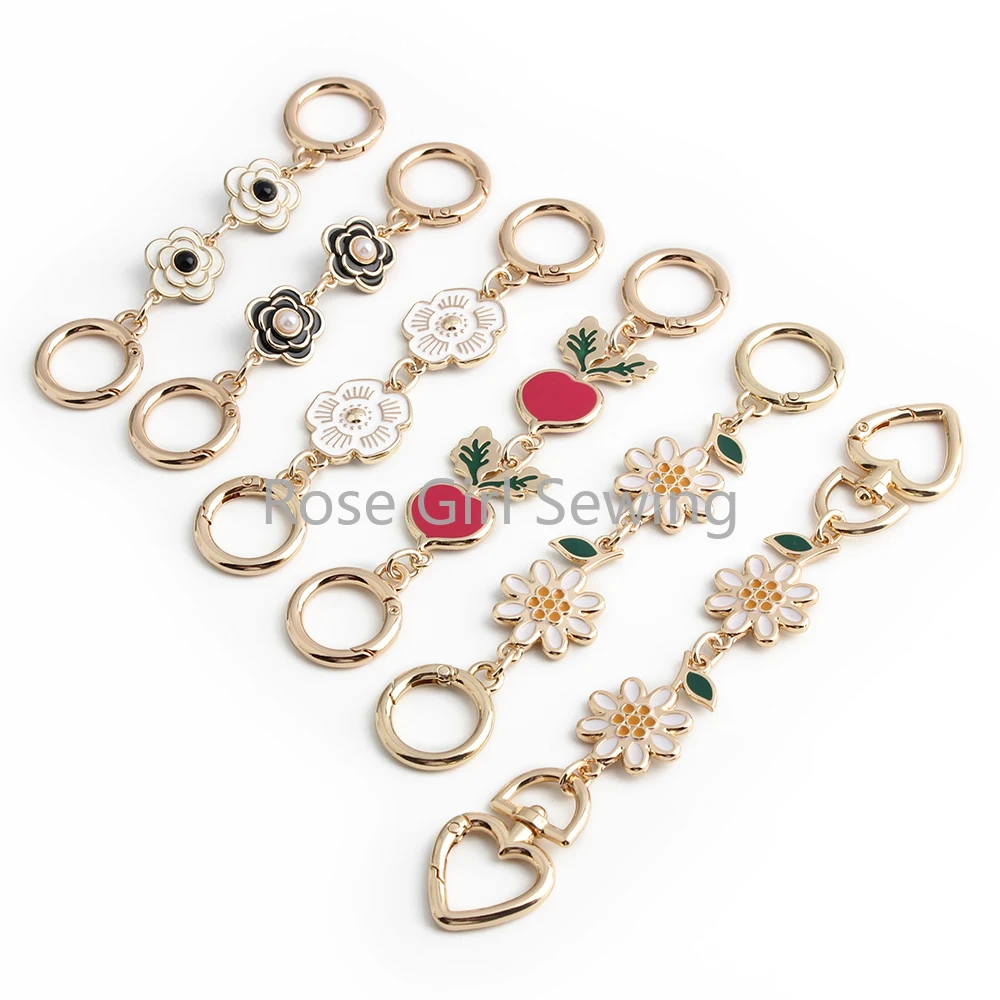 2/5/20PCS 12-16CM Flower/Dog/Fox/Pumpkin Shape Strap Extender Bag Chain For Purse Clutch Handbag Extension Handle Accessories