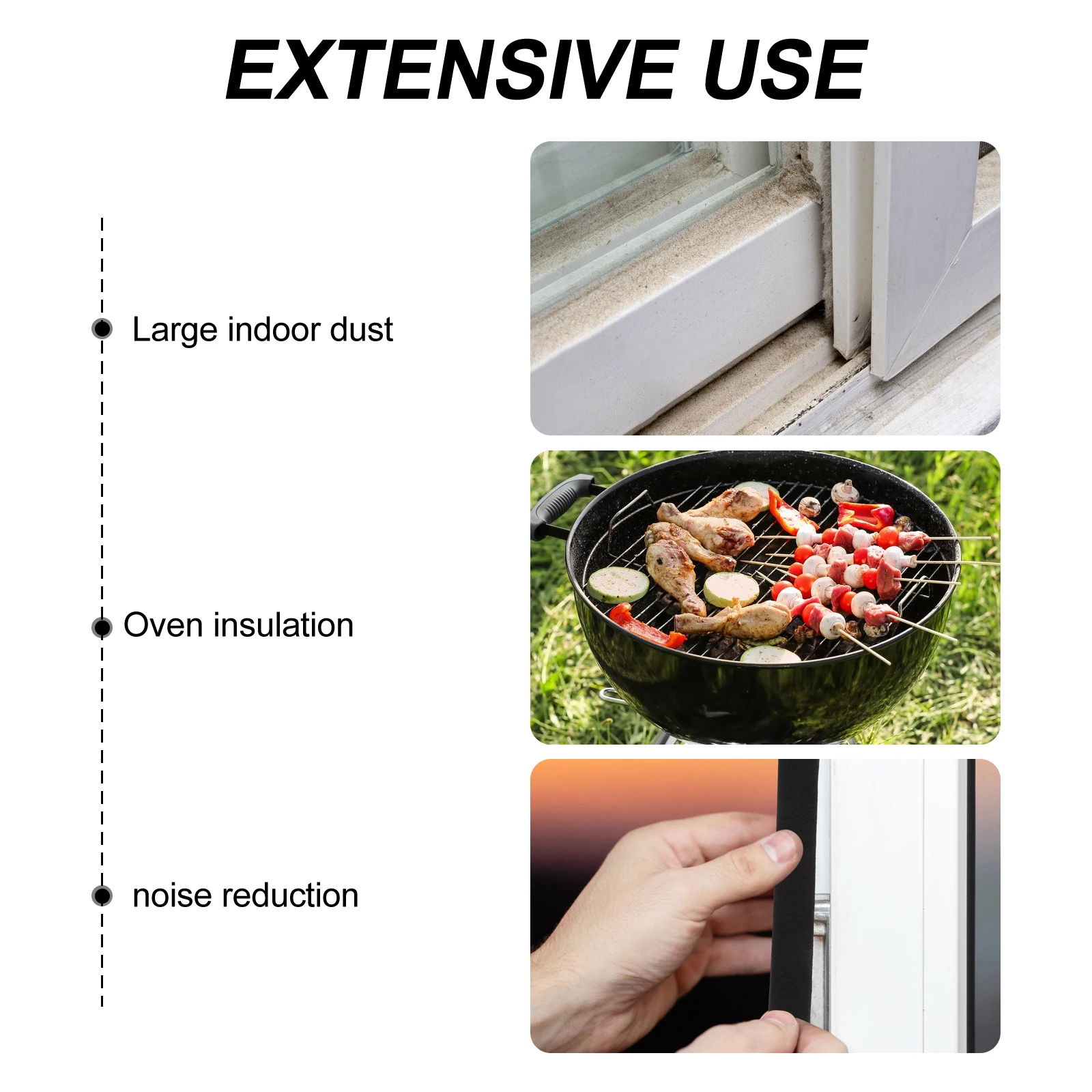 

1 Roll High Temperature Resistant Seal Black Self Adhesive Bbq Gasket Smoker Seal Flame Retardant Outdoor Fire Cooking Camping