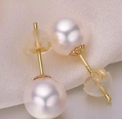 

noble jewelry pair of 12-13mm round south sea white pearl earring 18k