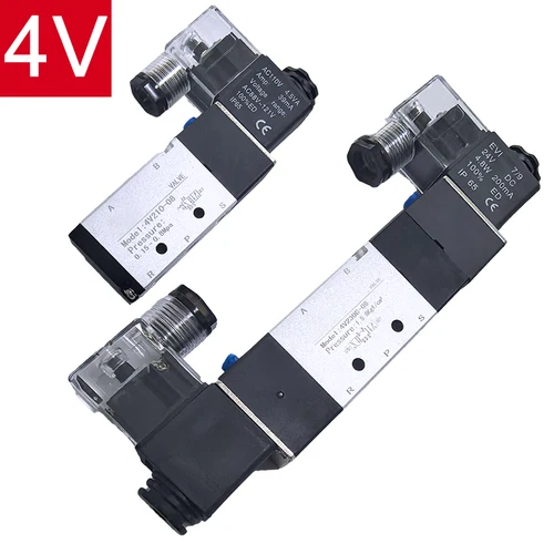 Válvula neumática serie 4V 5/2 5/3 aire electromagnético AC220V DC24V DC12V controlador de válvulas solenoides 4V210-08 4V220-08 4V330C-10