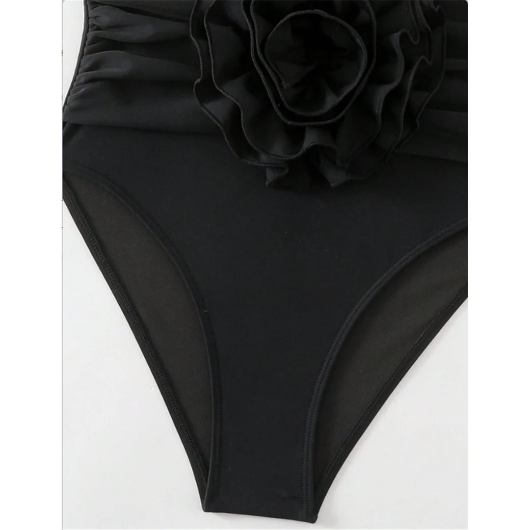 S - XL 3D-Blumen-Ausschnitt Neckholder-Badeanzug, Damen-Badebekleidung, rückenfreier Badeanzug mit hohem Beinausschnitt, Badeanzug, Badebekleidung, Modell V6847 – Detail 7
