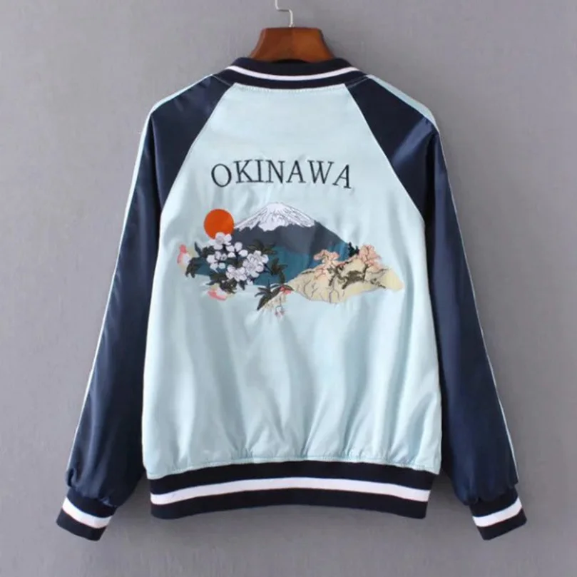 Sukajan Embroidery Bomber Jacket Women Luxury Satin Patchwork Harajuku Coat Oversize Double Sided Clothing Spring Autumn