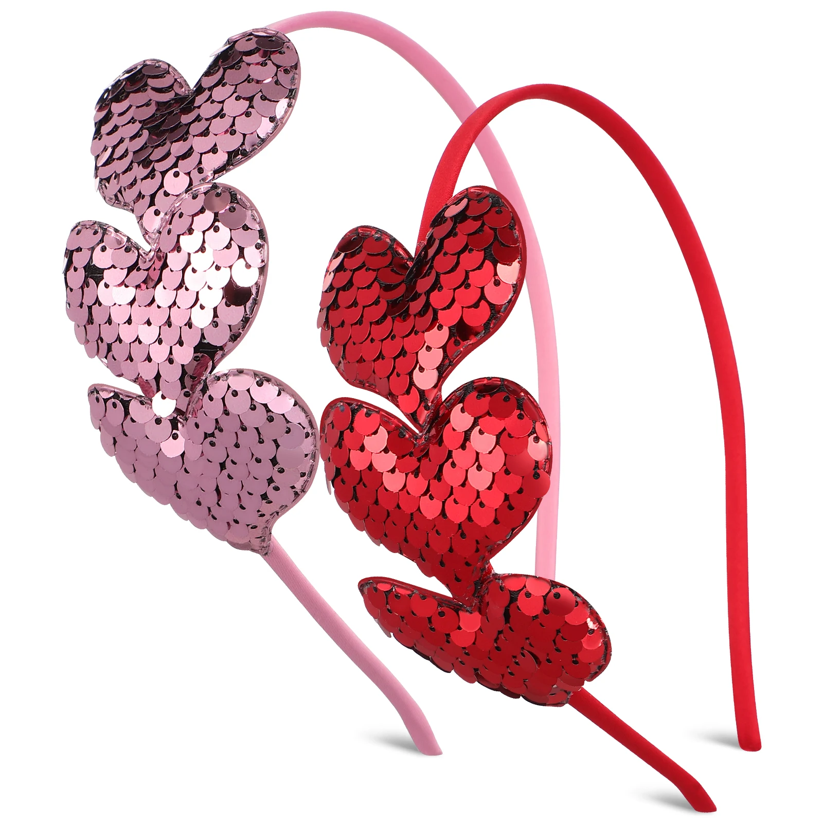 

2pcs Heart Shaped Sequin Headb s Valentines Day Hair Accessories Lightweight Love Hoop Fashion Celebration Wedding Party