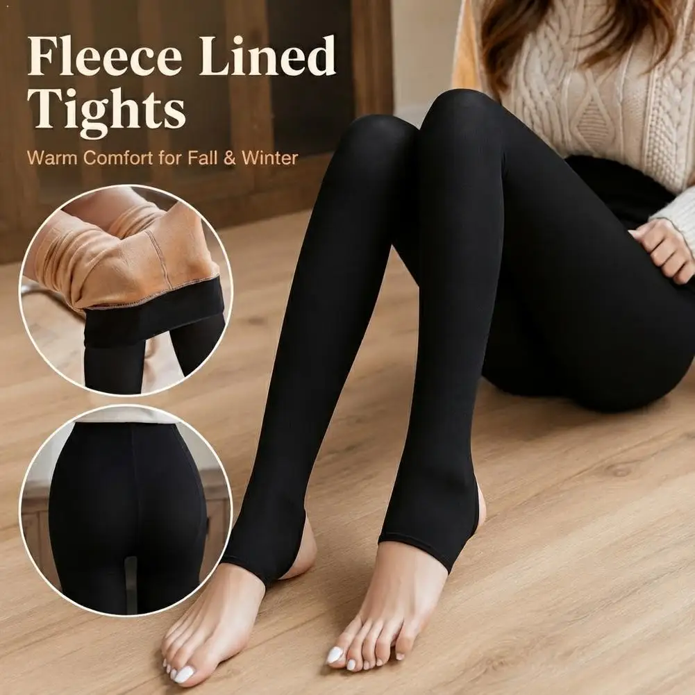 Women Thermal Leggings Polar Skin Black Effect Stockings Thermal Women Sock Fleece Lined Tights Elastic Translucent Pantyhose