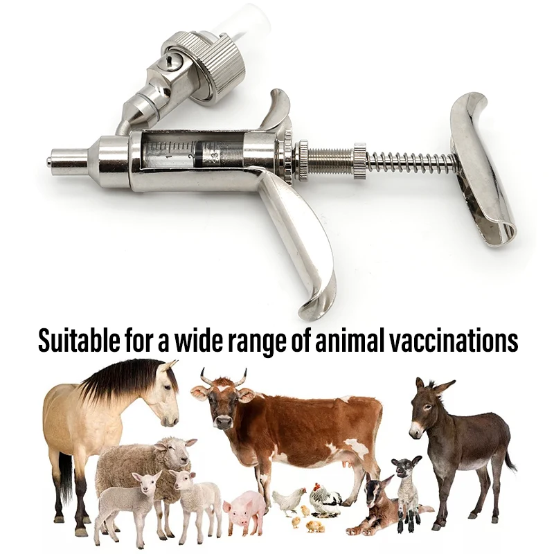 3ml Continuous Vaccine Injection Syringe with 10 Needles Automatic Adjustable with Scale Pig Cattle Sheep Chicken Accessories