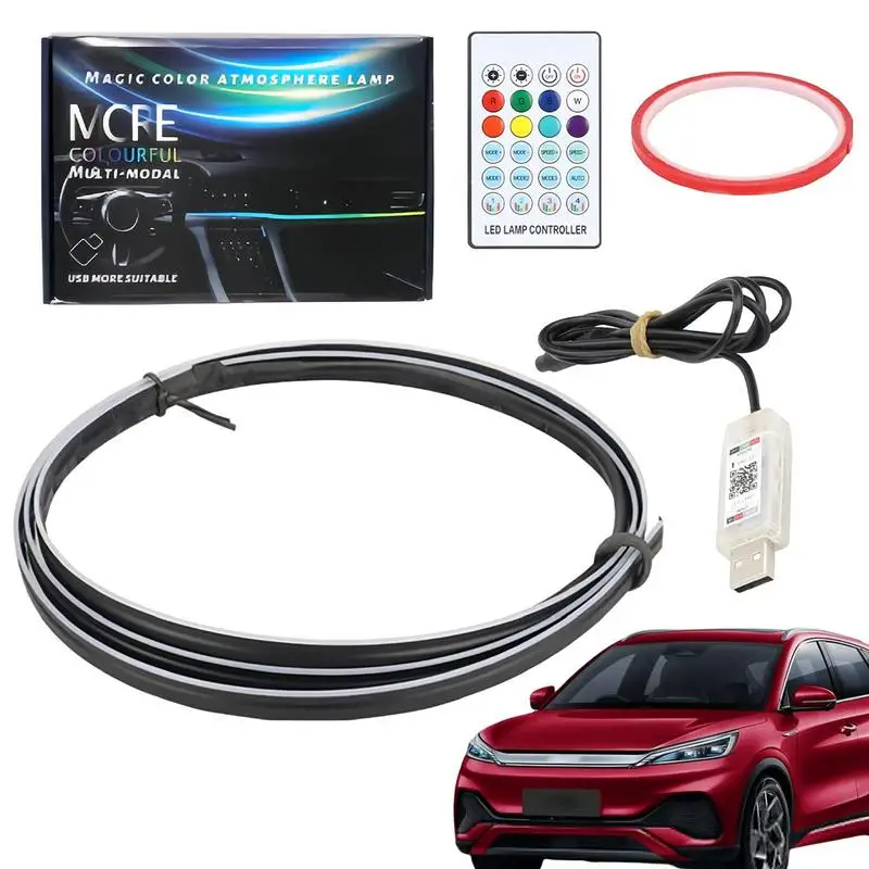 Car Fiber Lights LED Interior Strip Light App Control Concealed Fiber Optic RGB Cold Light Change Color With Music Rhythm