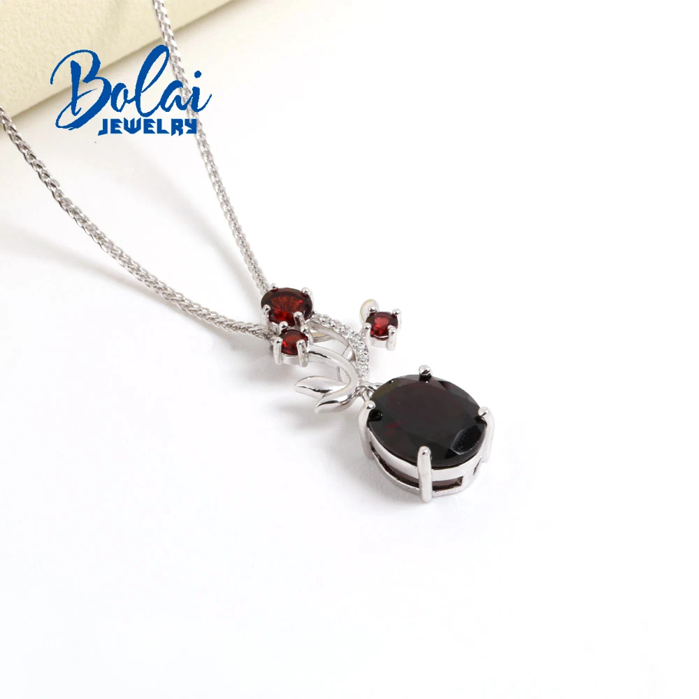 S925 Silver Pendant Necklace Natural Garnet Gemstone Boost Creativity Stone Fine Jewelry for Sister Mom Wife on Special Occasion
