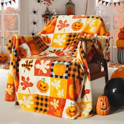 KACISSTY Happy Halloween Blankets Autumn Harvest Pumpkin Plaids Printed Blanket Air Condition Office Nap Portable Quilts