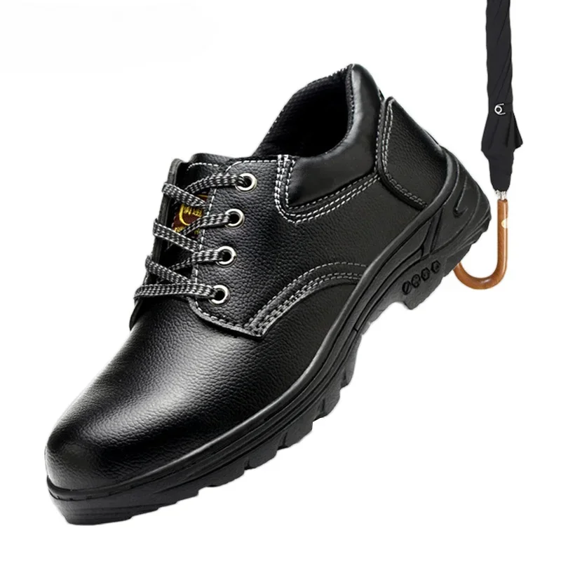 Steel-toe Labor Protection Work Shoes Microfiber Leather Breathable Rubber Sole Four-season Construction Site Protection