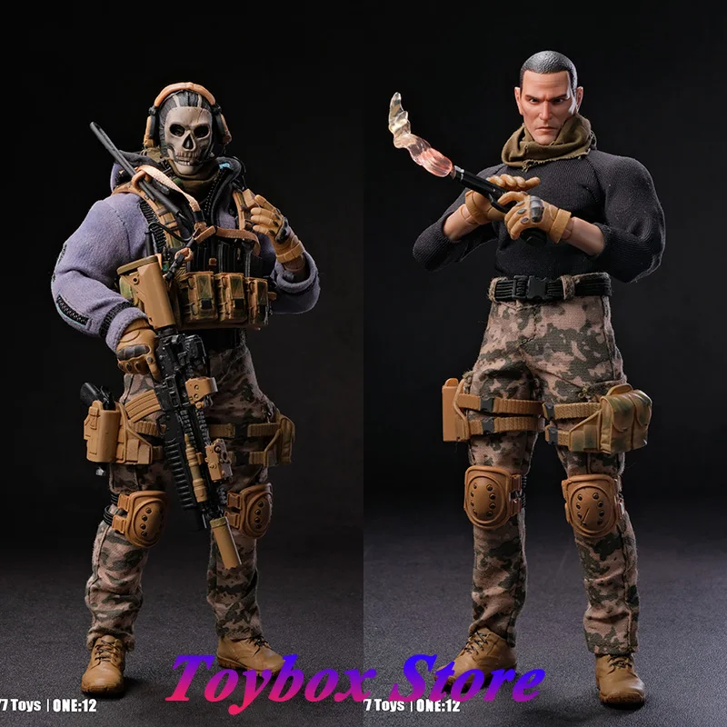 

CY7 Toys 1/12 Desery Yellow Camouflage Ghost Military Cloth Action Figure Static Pistol Rifle Model Ornament 6inch Soldier