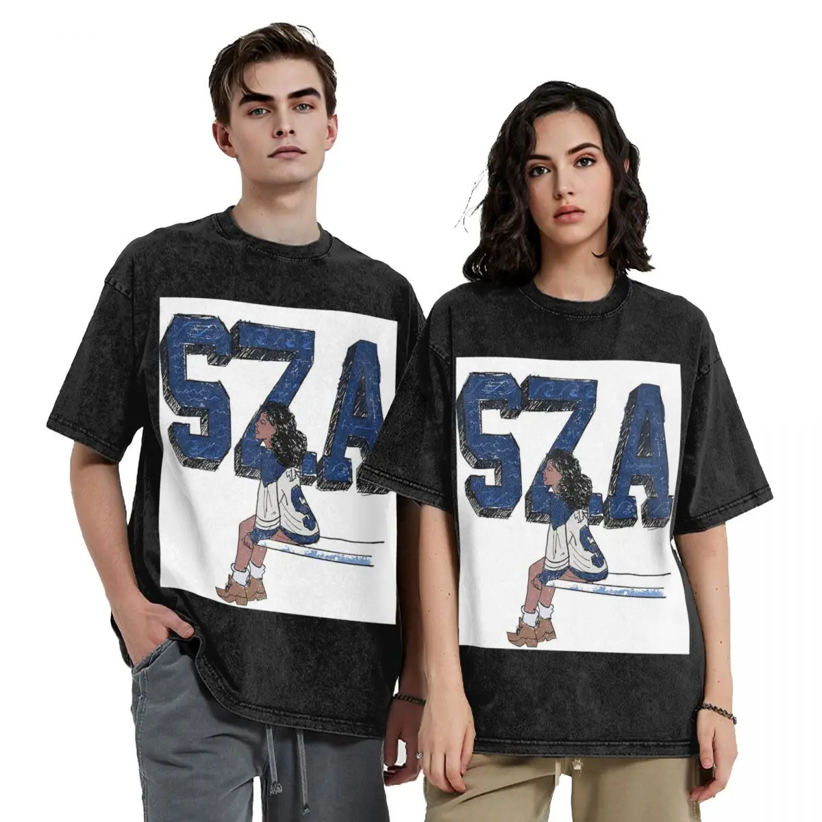 الشارع الشهير تي شيرت SZA أغنية المغني SOS ألبوم غسلها تي شيرت قصير الأكمام الهيب هوب قمم تي شيرت تيز للرجال والنساء