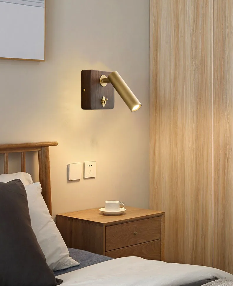 With Switch Wall Lamp Gold Silver Brass Wooden