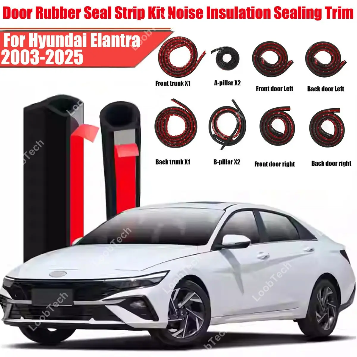 

Комплект уплотнителей двери, резиновая защита от ветра, шумоподавление для Hyundai Elantra, самоклеящаяся крышка двигателя, звукоизоляционная полоса