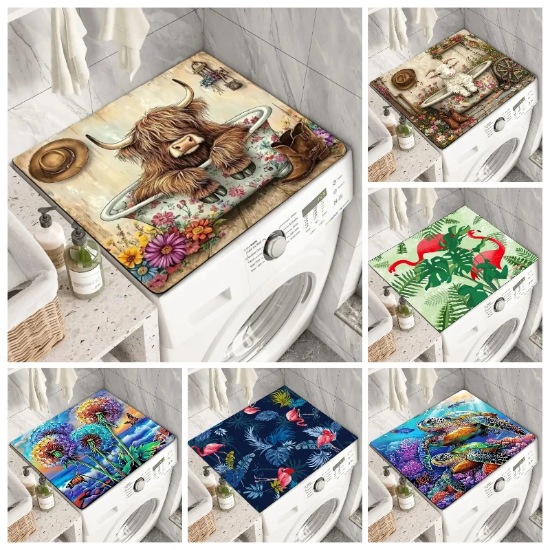 

Пылезащитный чехол для стиральной машины с принтом козла, креативный пылезащитный чехол для стиральной машины, быстросохнущий впитывающий защитный коврик для прачечной