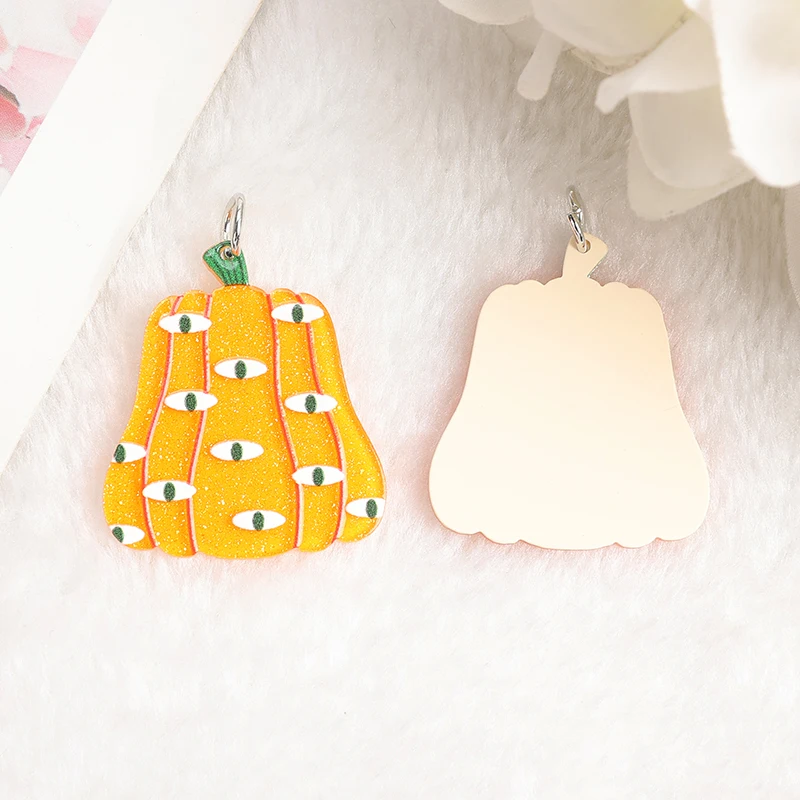 10pcs Halloween Charms Acrylic Skull Pumpkin Cat Pendant For Necklace Keychain Diy Making Accessories