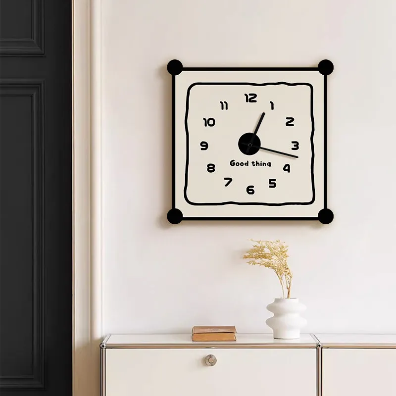 Japanese Square Design Wall Clock Non Ticking Cute Modern Wall Clock Digital Dorm Aesthetic Relogio De Parede Home Decoration