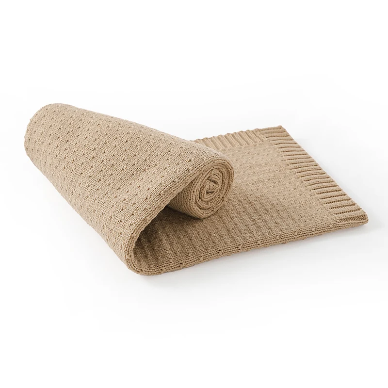 Infant Baby Stroller Swaddle Wrap Blankets Pure Color Knitting Newborn Boy Girl Nursery Travel Crib Cuddle 90*70cm Throwing Mats