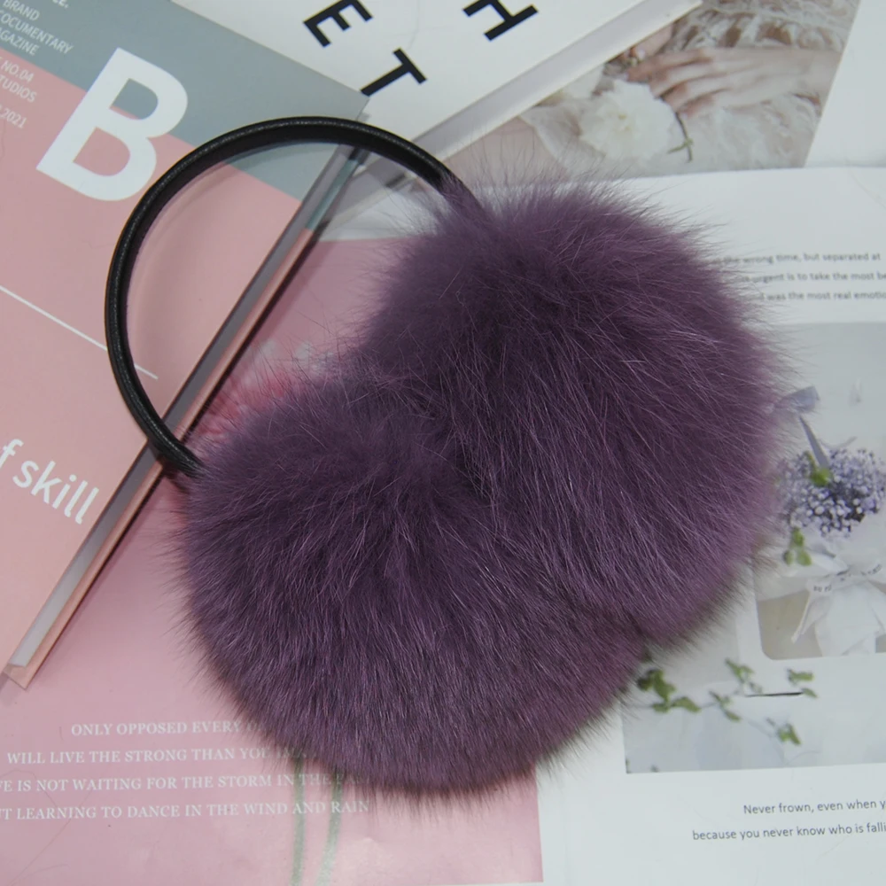 Novo inverno real pele de raposa earmuffs para mulheres lenços de pele de raposa natural dupla utilização genuíno mais quente pelúcia earfuff ao ar livre cachecol de pele sólida