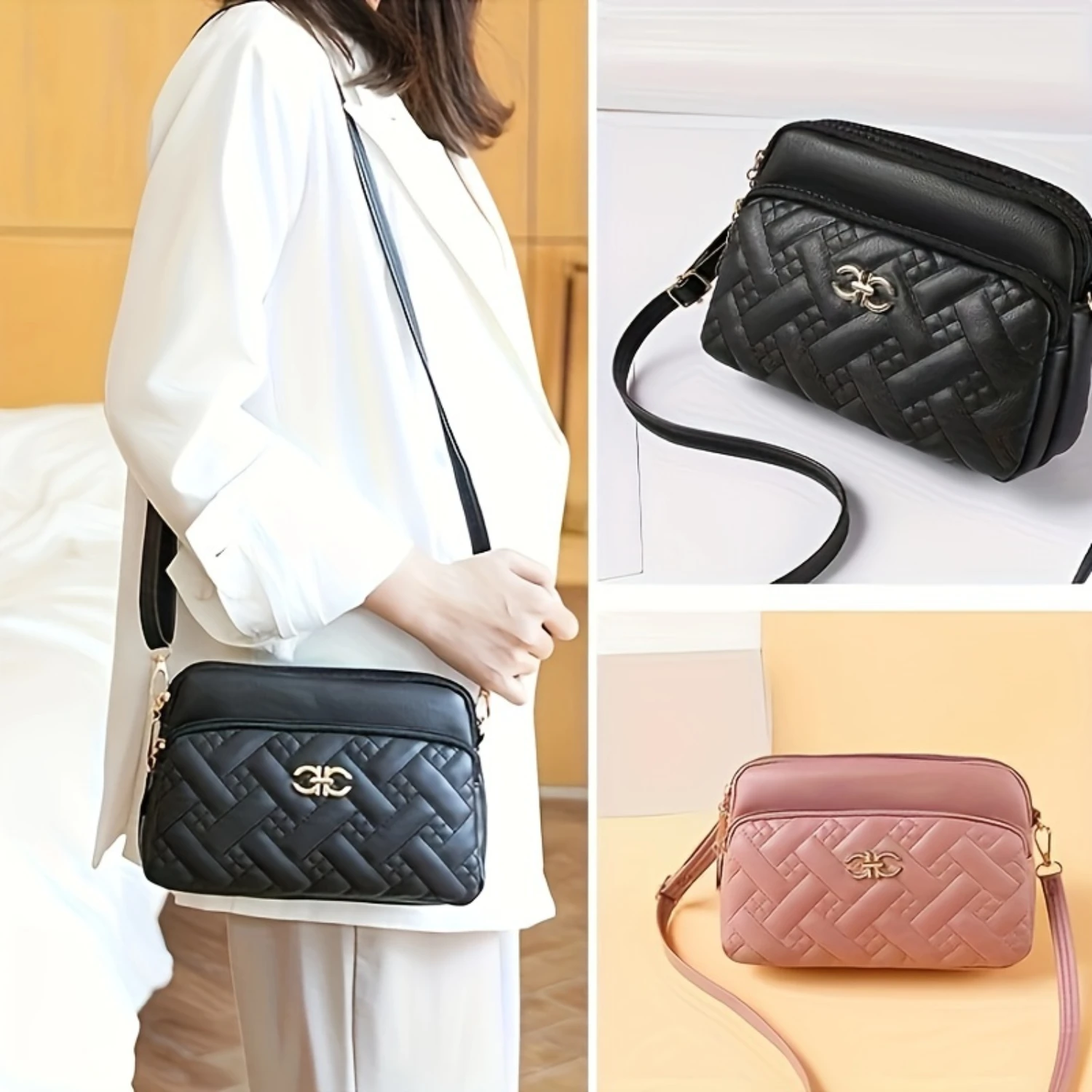 Fashion Rhombus Crossbody Bag with Adjustable Strap