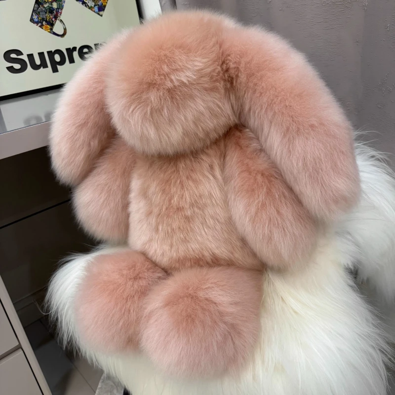 Fluffy Rabbit Plush Toy Soft Fur Bunny Doll Car Ornament Cute Stuffed Animal Toys Vehicle Decor Car Seat Gift for Women Kids