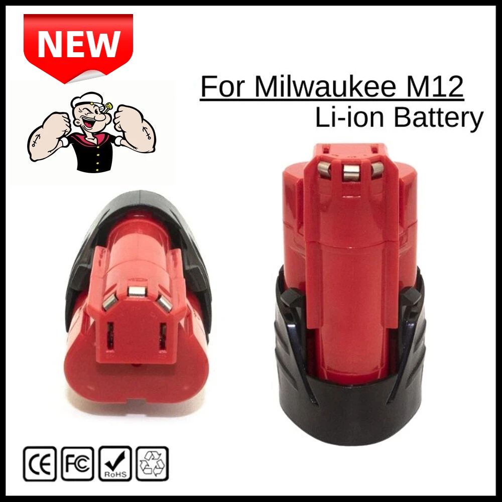 For Milwaukee M12 Battery 12V 3Ah Li-ion XC Replacement 48-11-2410 48-11-2440 Cordless Power Tools with BMS Accu