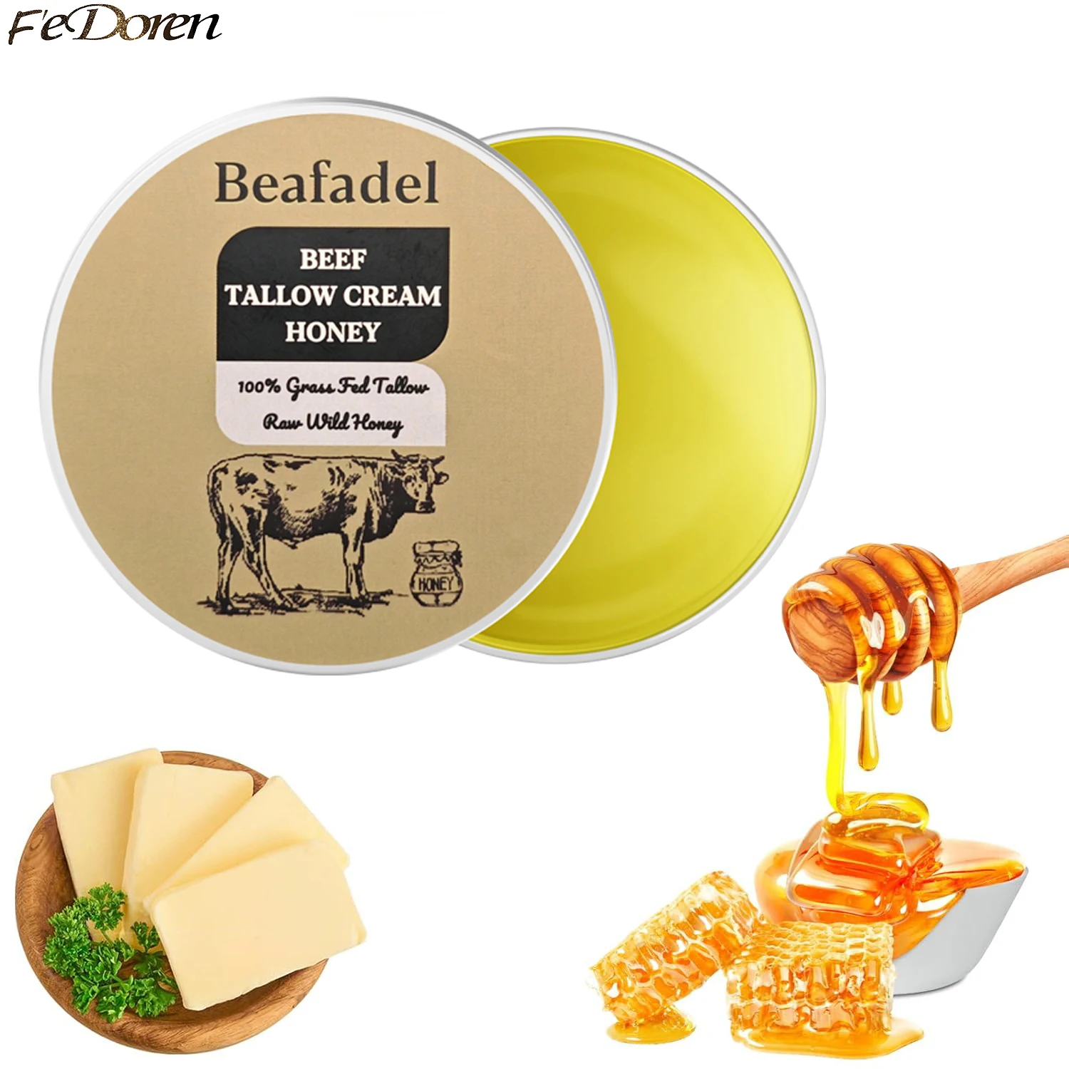 

90g Beef Tallow Paste For Skin Care Grass Fed Beef Tallow Wild Honey Neck Balm Face And Body Cream