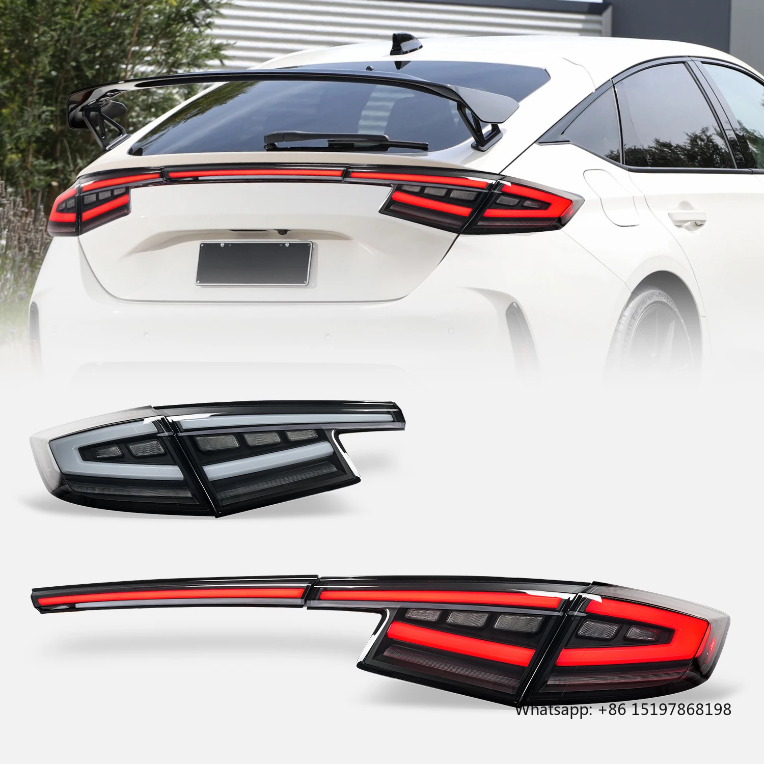 المصابيح الخلفية LED القديمة لـ 1th Gen Honda Civic مصباح خلفي للسيارة 2022-2025 مصباح سيارة هاتشباك FL سلسلة Type-R ضوء خلفي #1