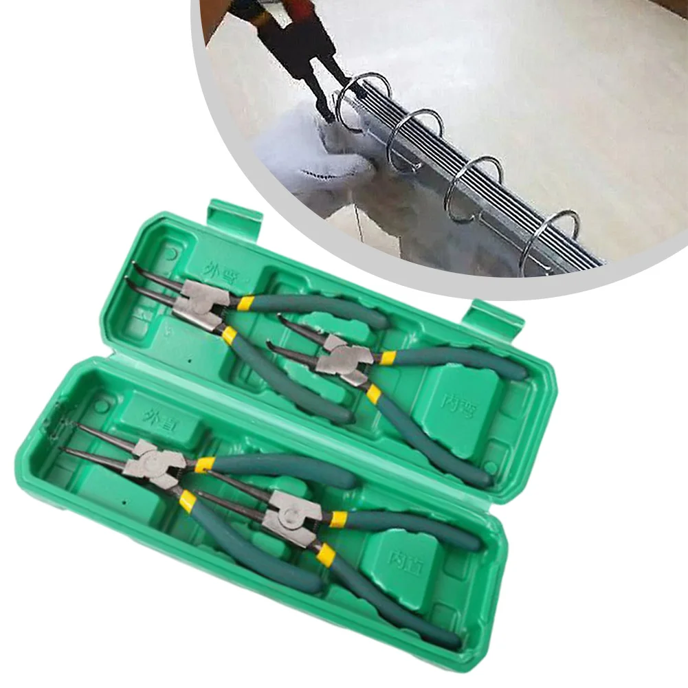 7Inch Snap Ring Pliers Set Internal/External Circlip Pliers With Storage Case Non-slip PVC Handles Hand Tools