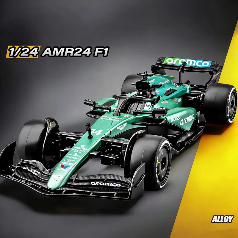 1:24 2024 F1 AMR24 #14 Fernando Alonso Racing Car Model Aramco Team Diecast Alloy Car Model Collectible Gift Toy